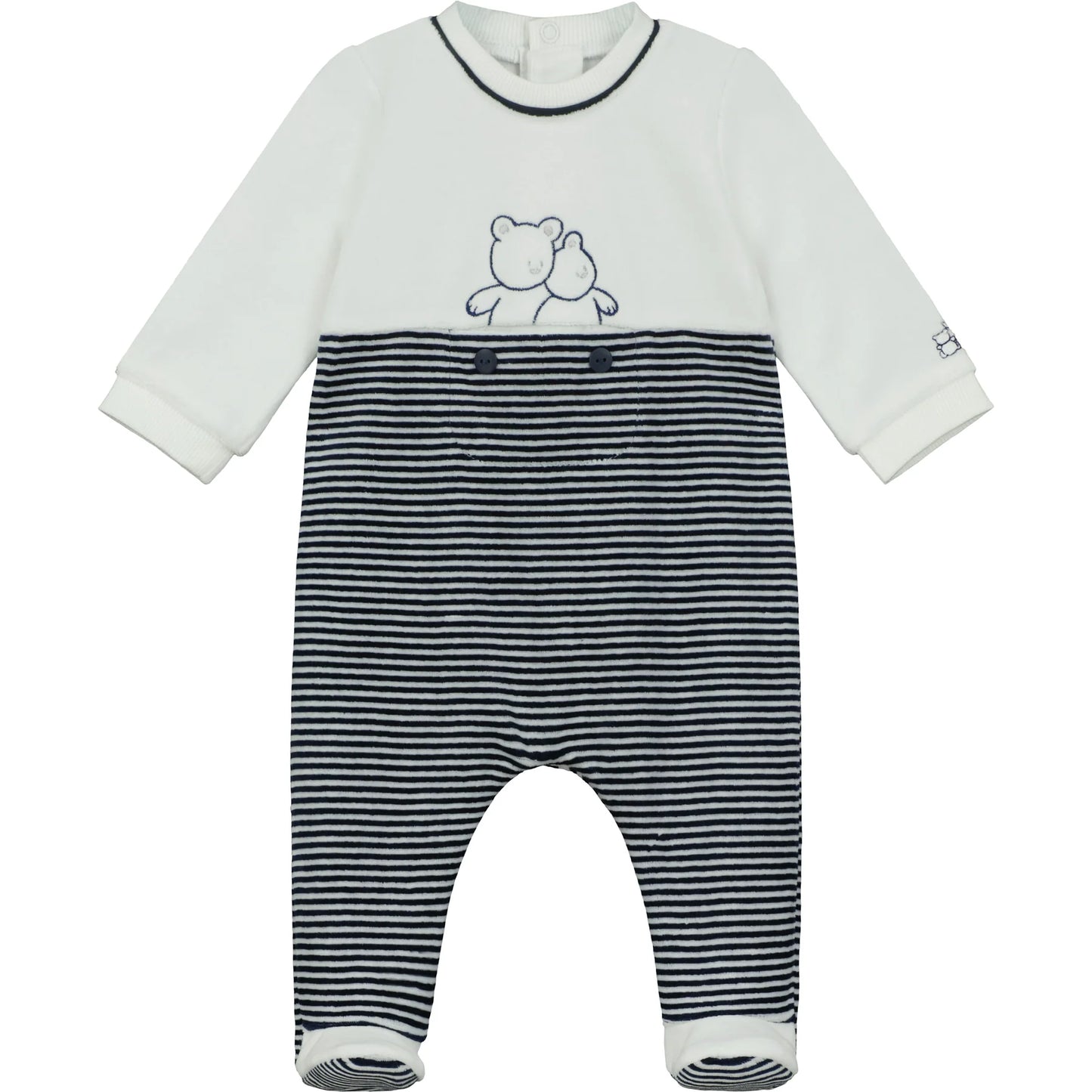 Emile et Rose Baby Boy's Navy Stripe Babygrow