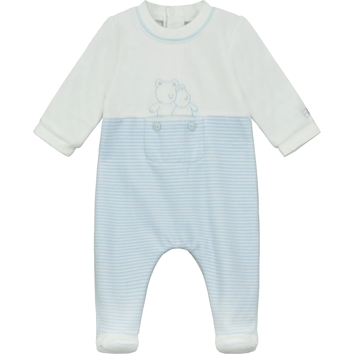 Emile et Rose Baby Boy's Pale Blue Stripe Babygrow
