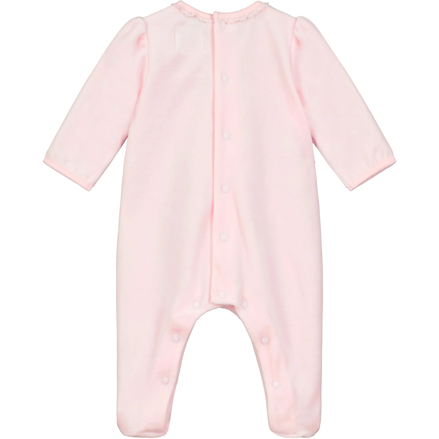 Emile et Rose Baby Girl's Pale Pink Velour Embroidered Babygrow