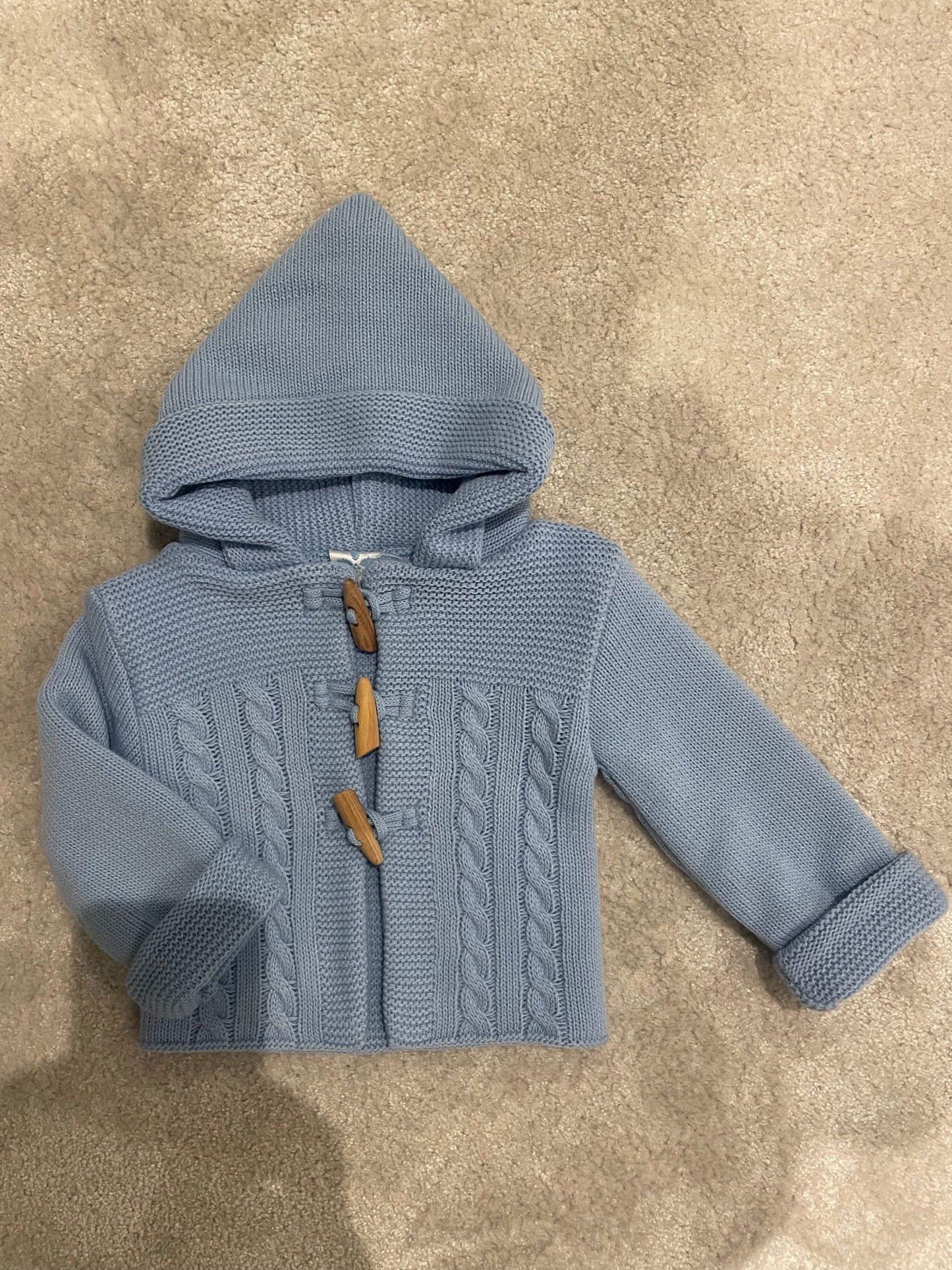 Sardon Baby Boy's Blue Knitted Duffle Jacket