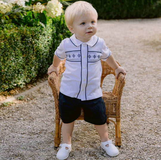 Emile et Rose Baby Boy's Navy Smart Summer Top & Shorts Outfit