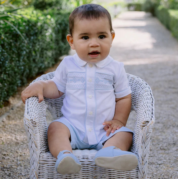Emile et Rose Baby Boy's Smart Summer Pale Blue Top & Shorts Outfit