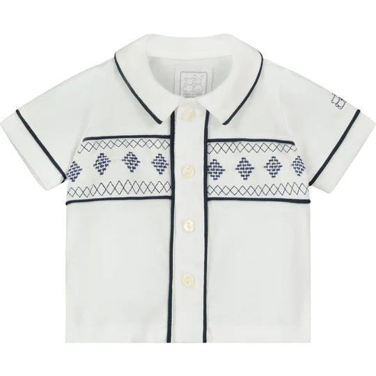 Emile et Rose Baby Boy's Navy Smart Summer Top & Shorts Outfit