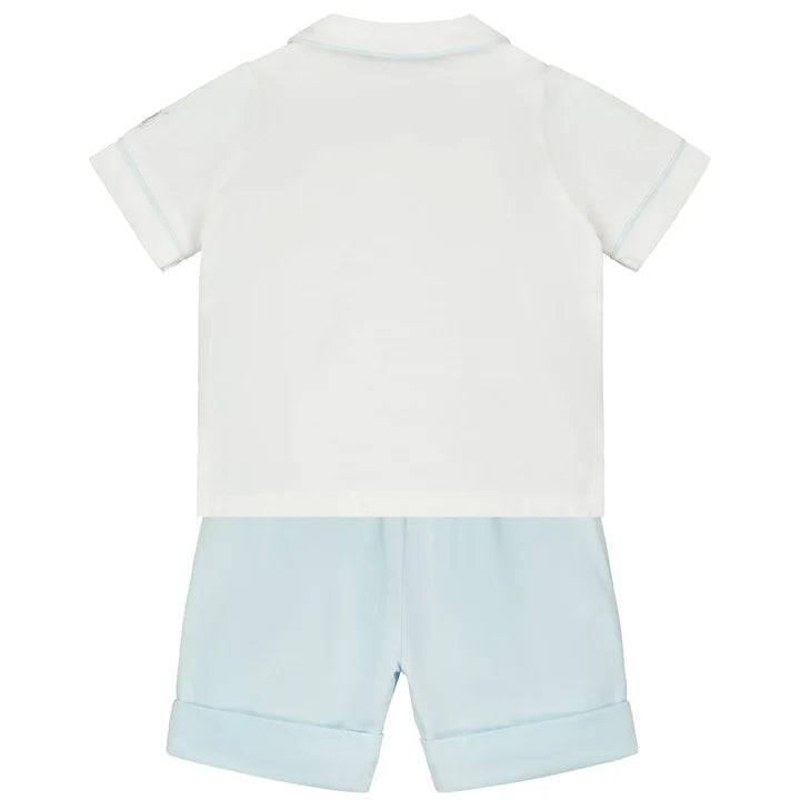 Emile et Rose Baby Boy's Smart Summer Pale Blue Top & Shorts Outfit