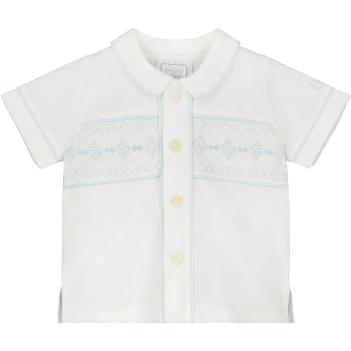 Emile et Rose Baby Boy's Smart Summer Pale Blue Top & Shorts Outfit