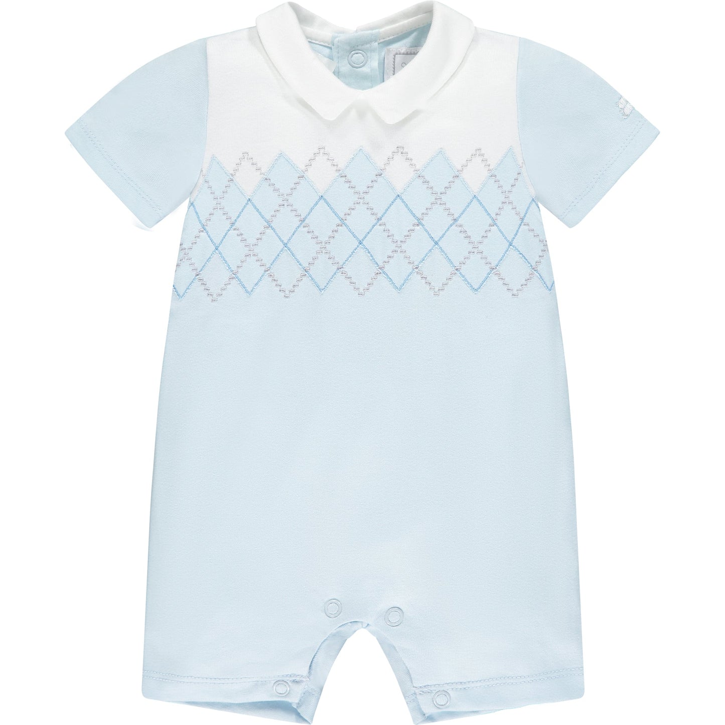 Emile et Rose Baby Boy's Pale Blue Argyle Short Romper
