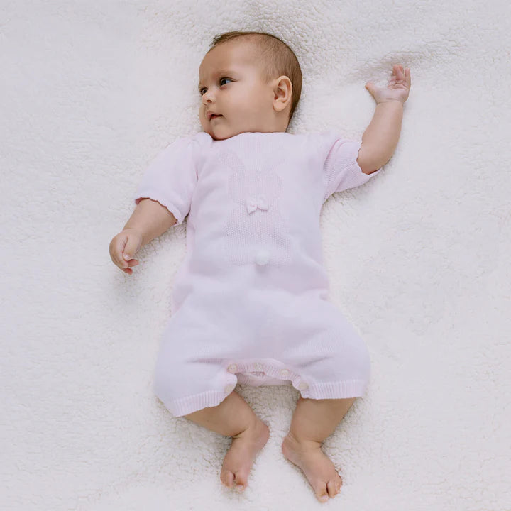 Emile et Rose Baby Girl's Pale Pink Knitted Short Romper