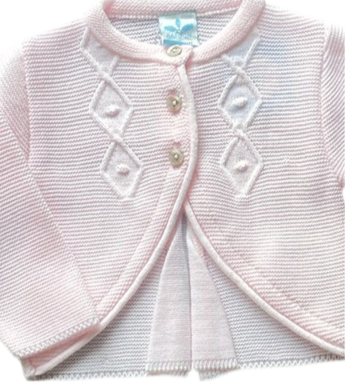 Sardon Baby Girls Pink Knitted Detail Cardigan