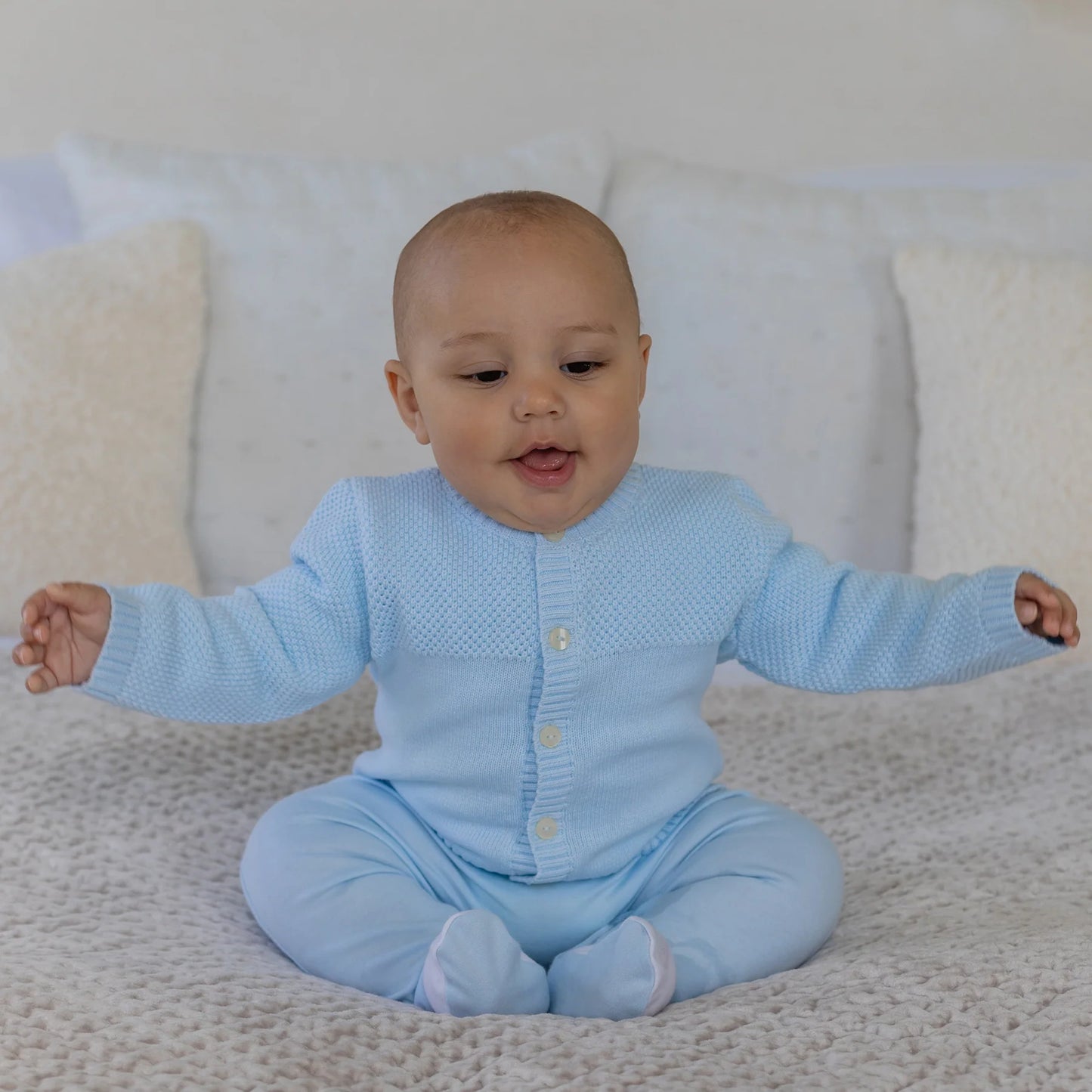 Emile et Rose Baby Boy's Pale Blue Knit Cardigan
