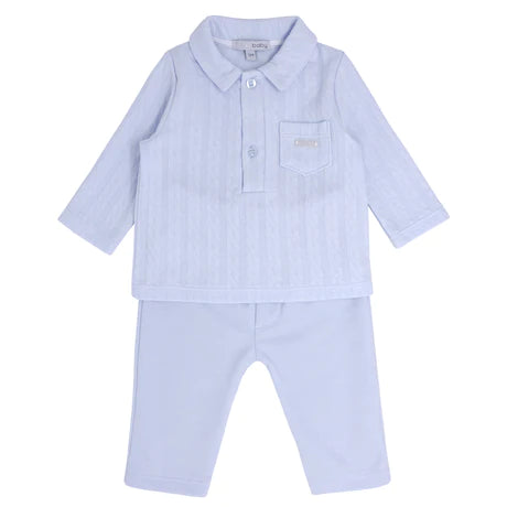 Blues Baby Baby Boy's Pale Blue Cable Polo Jogging Set