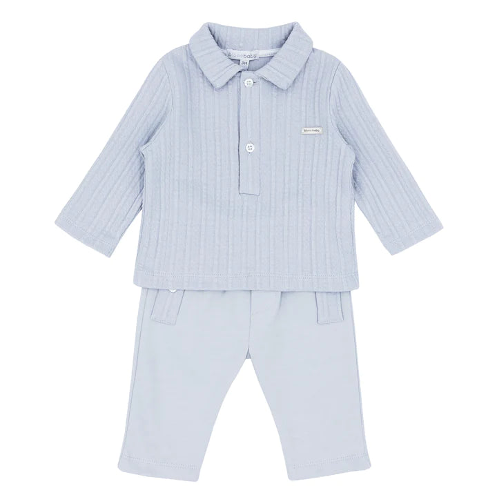 Blues Baby Baby Boy's Pale Blue Cable Polo Jogging Set
