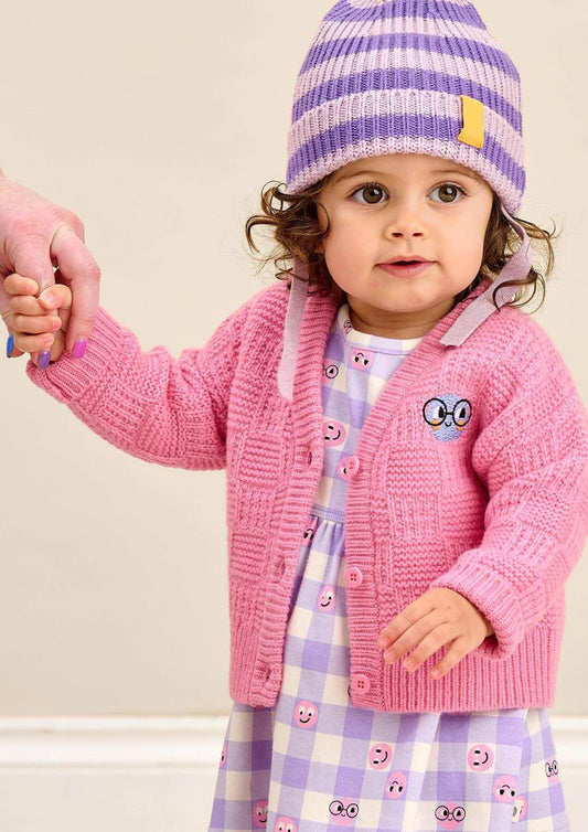 The Bonnie Mob Baby Girl's Pink Chunky Knitted Cardigan