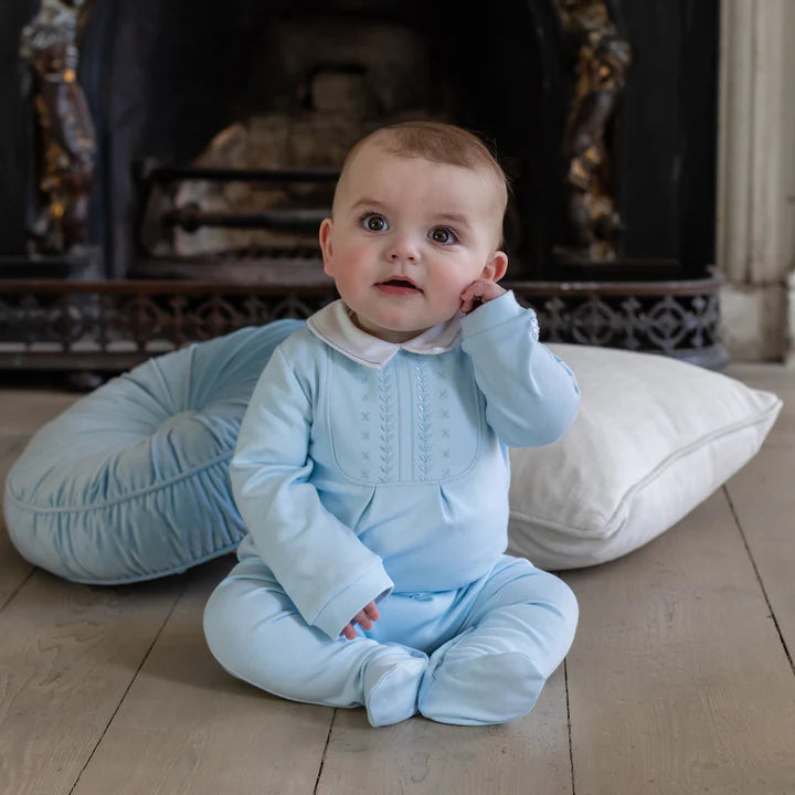Emile et Rose Baby Boy's Pale Blue Babygrow With Collar