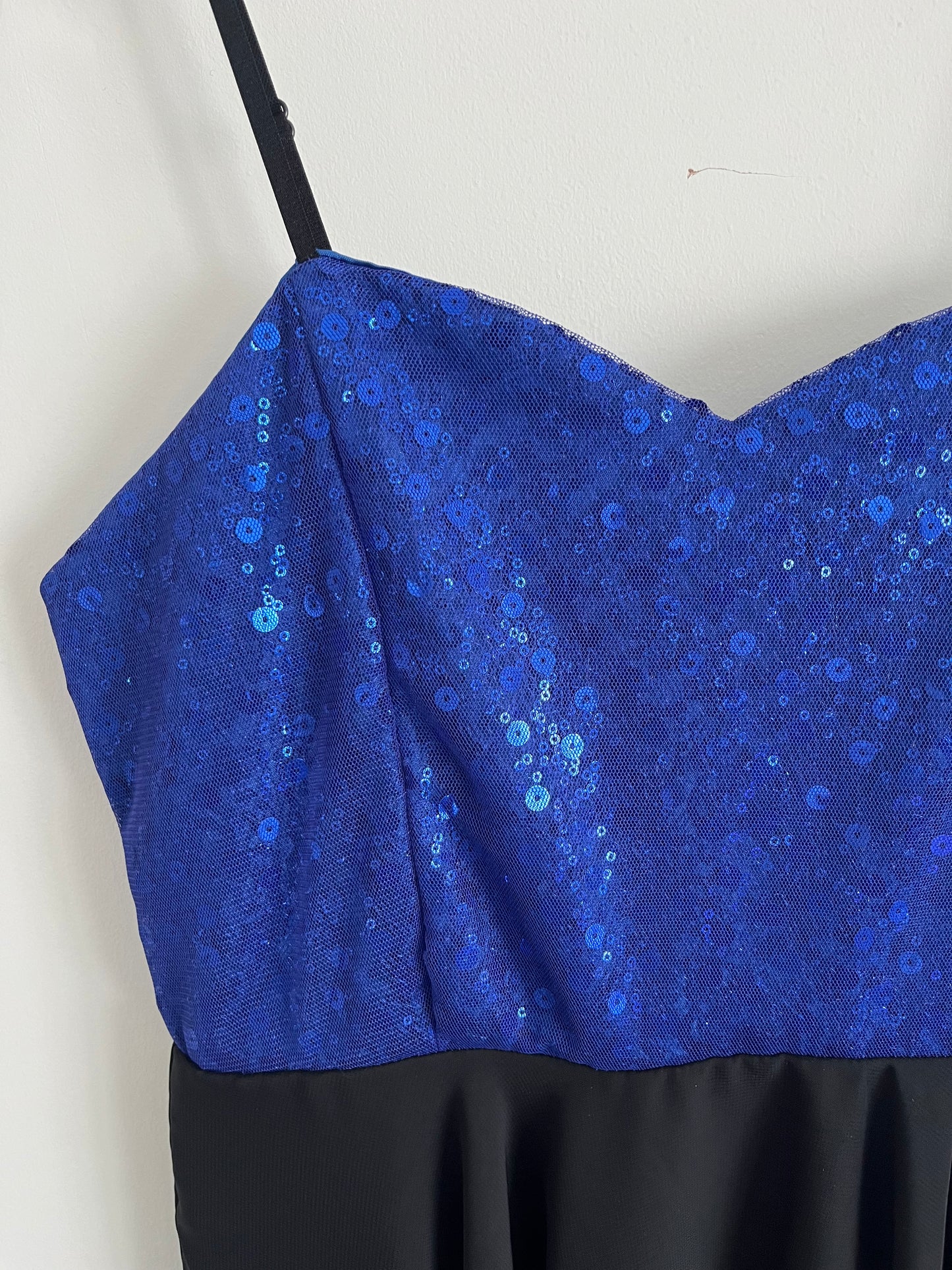 Un Deux Trois Girl's Blue Sequin and Black Party Dress