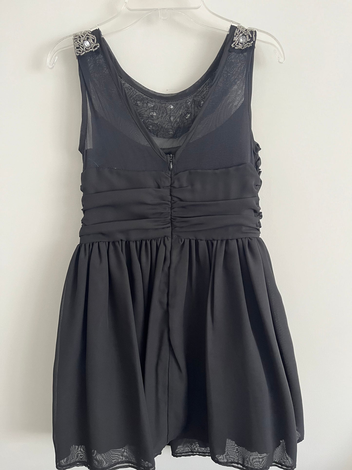 Un Deux Trois Girl's Black Party Dress With Beaded Trim