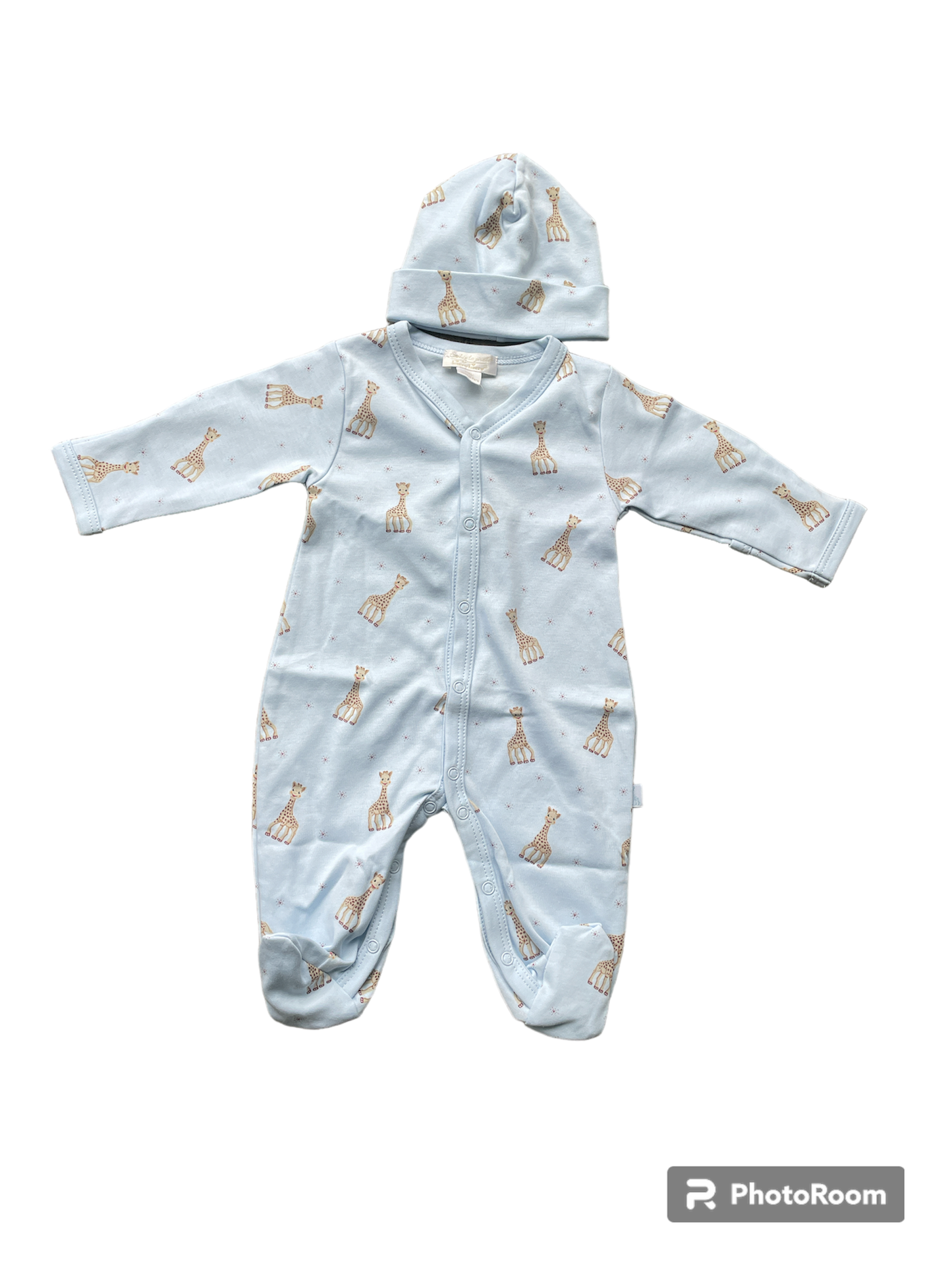 Kissy Kissy Prem Baby Boy's Blue Sophie La Giraffe Babygrow and Hat