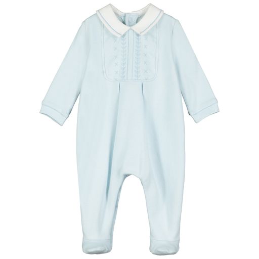 Emile et Rose Baby Boy's Pale Blue Babygrow With Collar