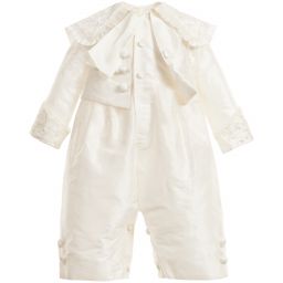Little Darlings Baby Boy's Ivory Christening All-In-One Outfit & Hat