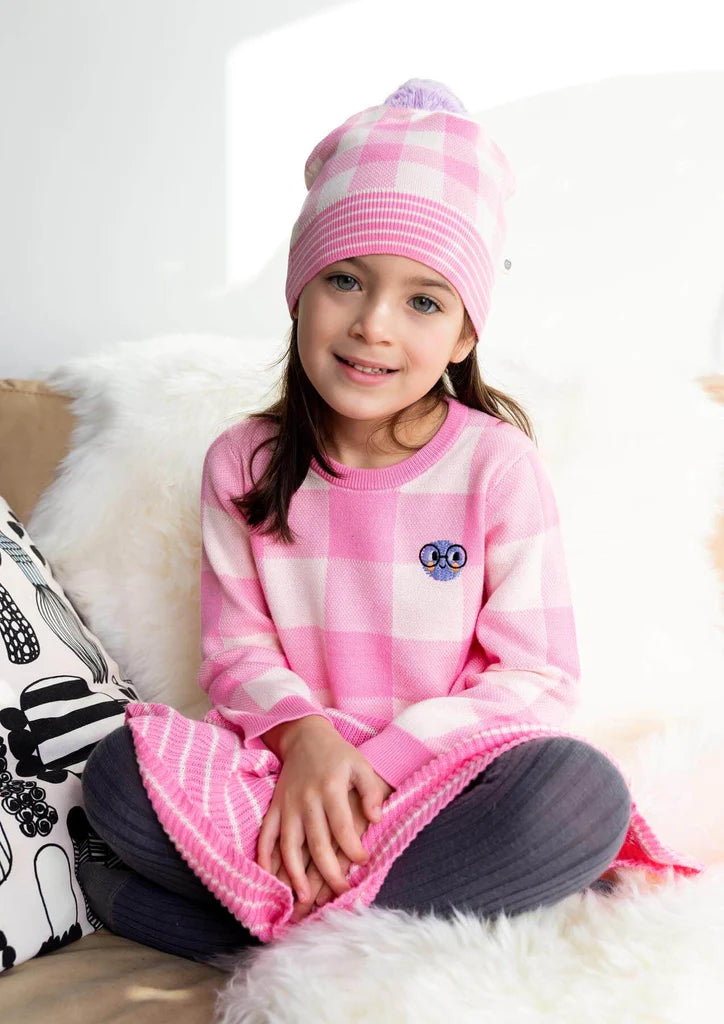 The Bonnie Mob Baby Girl's Pink Knitted Check Dress