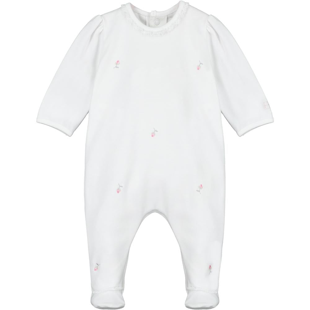 Emile et Rose Baby Girl's Embroidered Rosebud Babygrow