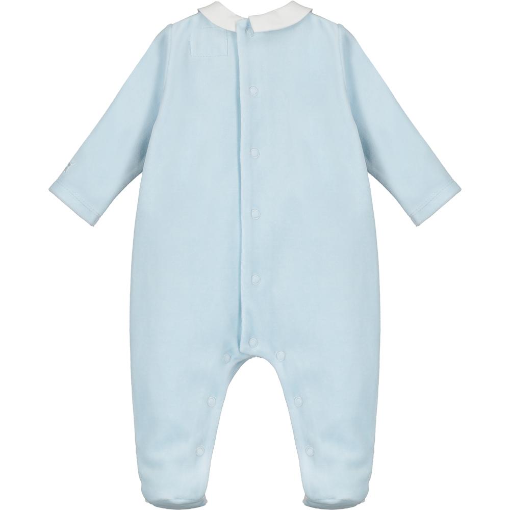 Emile et Rose Baby Boy's Pale Blue Velour Cable Babygrow