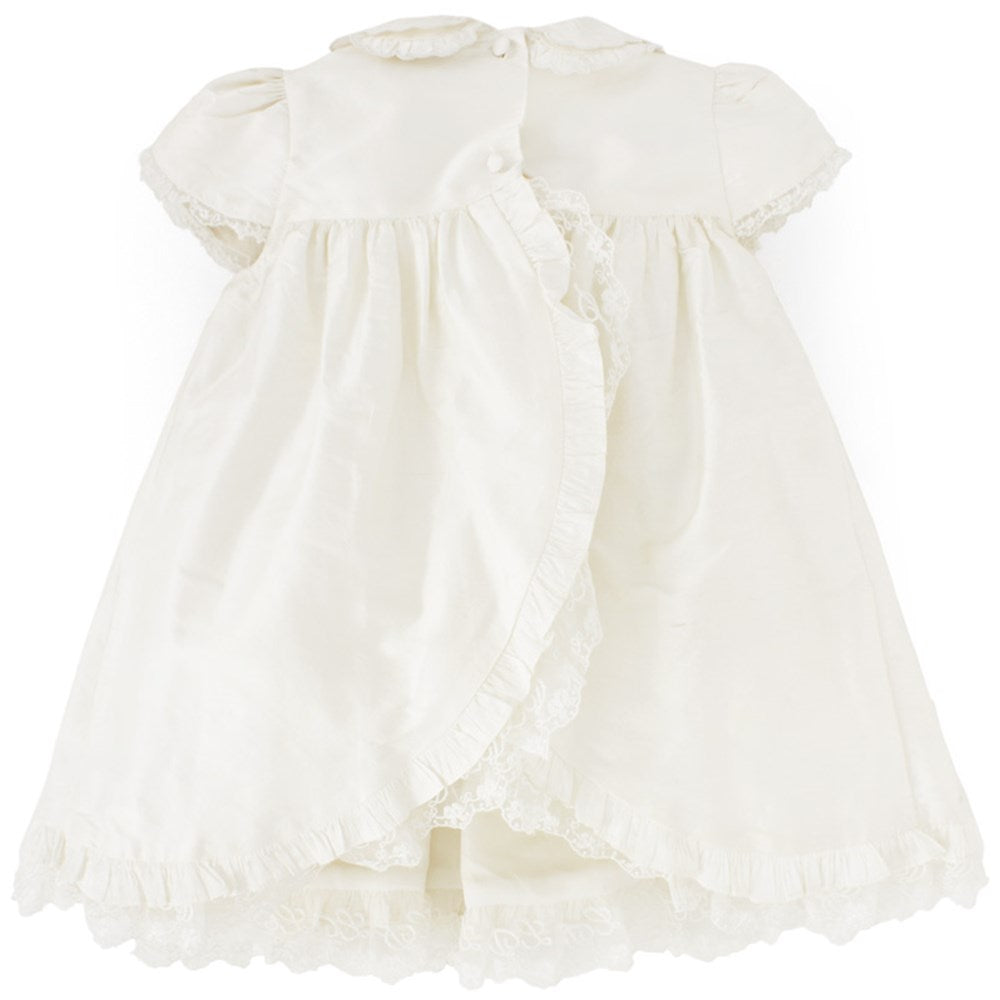 Little Darlings Baby Girl's Ivory Silk Christening Dress, Bloomers & Bonnet