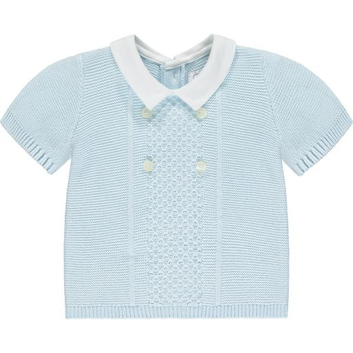 Emile et Rose Baby Boy's Pale Blue Knitted Top & Shorts