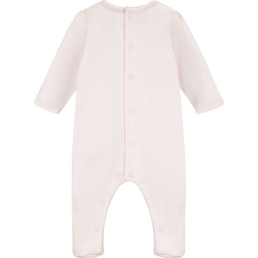 Emile et Rose Baby Girl's Pale Pink Babygrow with Flower Embroidery