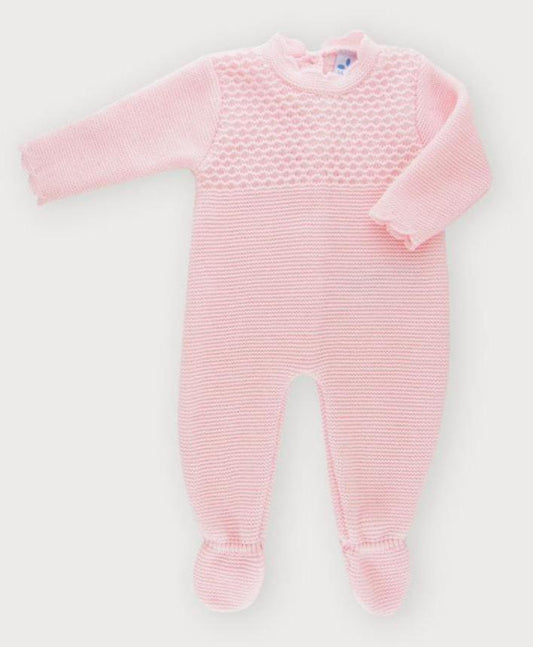 Sardon Baby Girls Pink Knitted Romper with Feet