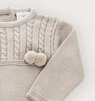 Sardon Baby Boy's Beige Knitted Two Piece Outfit