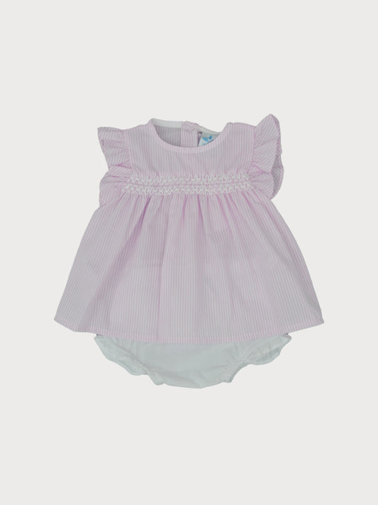Sardon Baby Girl's Pink Stripe Blouse and Bloomer Set