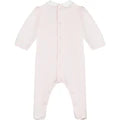 Emile et Rose Baby Girl's Pale Pink Velour Bow Embroidered Babygrow