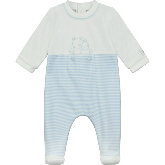 Emile et Rose Baby Boy's Pale Blue Stripe Babygrow