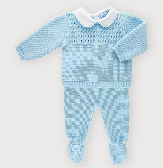 Sardon Baby Boy's Blue Knitted Two Piece Outfit