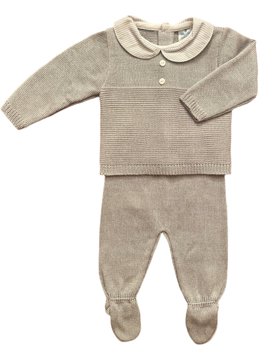 Sardon Baby Boy's Grey Knitted Two Piece Outfit