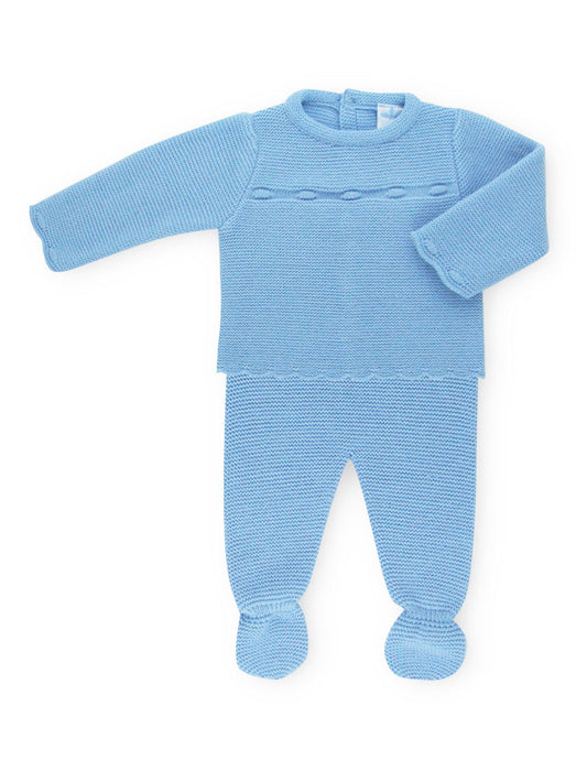 Sardon Baby Boy's Blue Knitted Two Piece Outfit