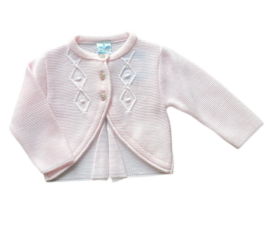 Sardon Baby Girls Pink Knitted Detail Cardigan