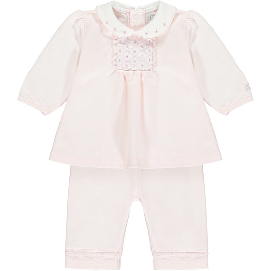 Emile et Rose Baby Girl's Pale Pink Embroidered Top & Trouser Set