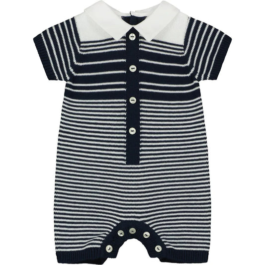 Emile et Rose Baby Boy's Navy Stripe Knit Romper