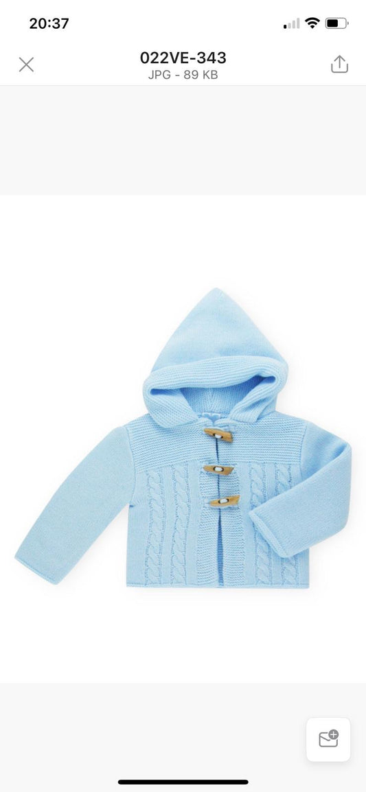 Sardon Baby Boy's Blue Knitted Duffle Jacket