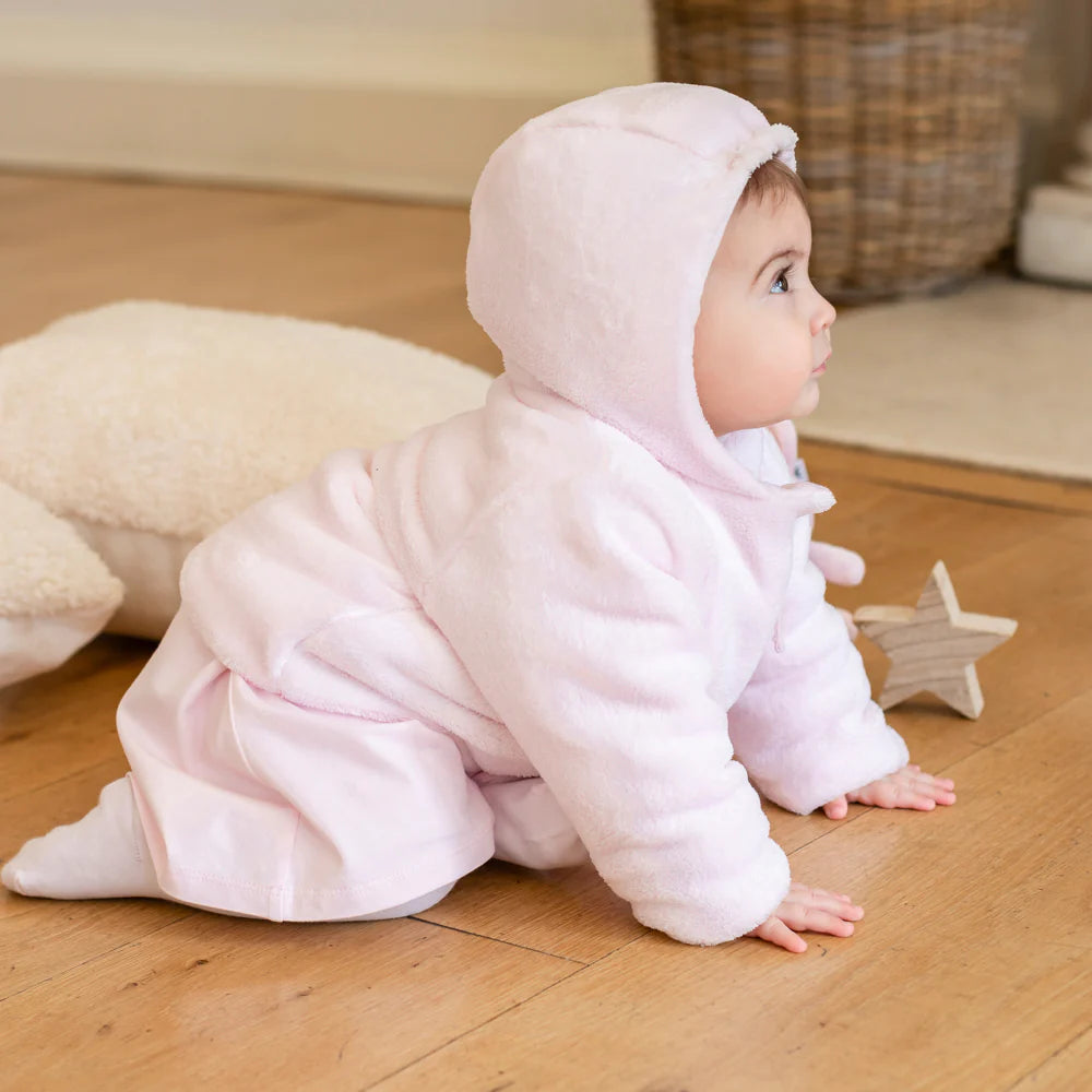 Emile-et-Rose Baby Girl's Pale Pink Fleece Hooded Coat With 3D Bunny