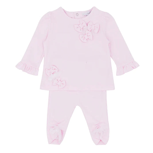 Blues Baby Baby Girl's Pale Pink Legging Set With Diamonté Bows