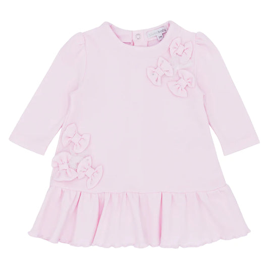 Blues Baby Baby Girl's Pale Pink Dress With Diamonté Bows