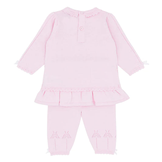 Blues Baby Baby Girl's Pale Pink Pointelle Knitted Legging Set