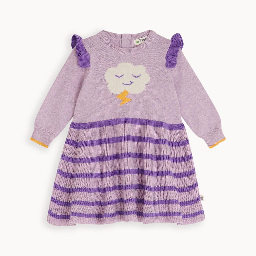 The Bonnie Mob Baby Girl's Lilac Knitted Cloud Dress