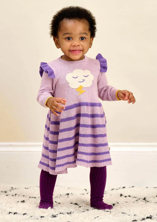 The Bonnie Mob Baby Girl's Lilac Knitted Cloud Dress