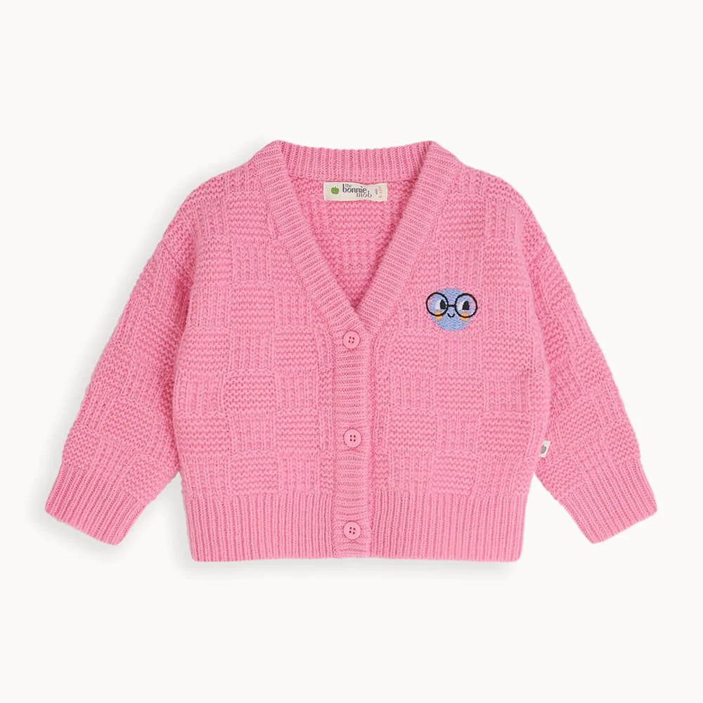 The Bonnie Mob Baby Girl's Pink Chunky Knitted Cardigan