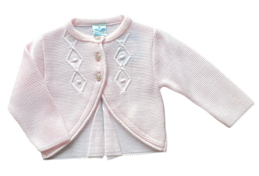 Sardon Baby Girls Pink Knitted Detail Cardigan