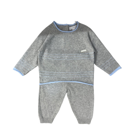 Blues Baby Baby Boy's Grey Knitted Stripe 2 Piece Set