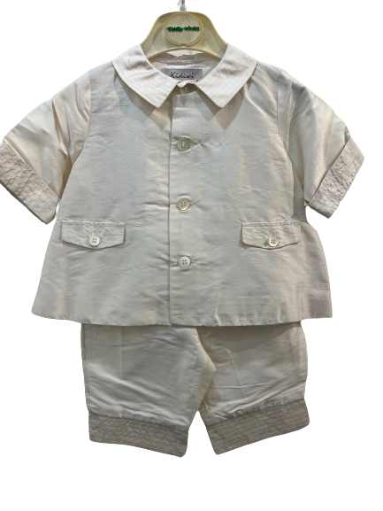 Kidiwi Baby Boy's Ivory Silk Christening Two Piece & Hat